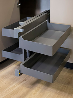 Esquina mágica Hyper Inoxa organizador interior para cocinas integrales modernas de alta gama - Spacios Integrales