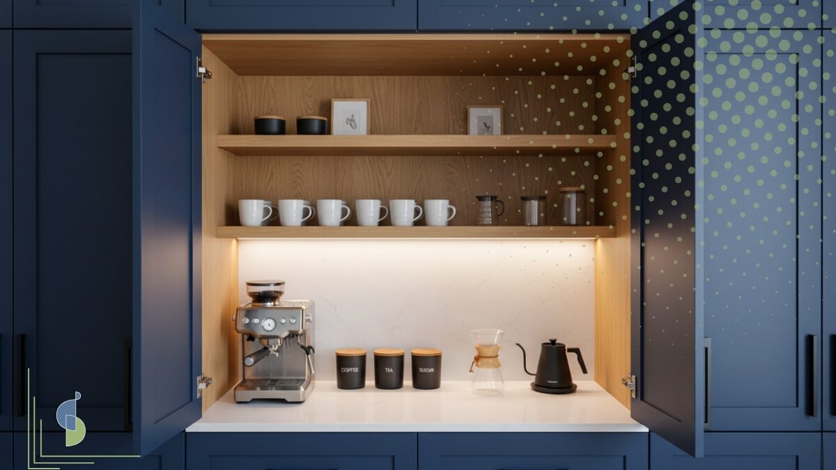 Estación café oculta gabinete