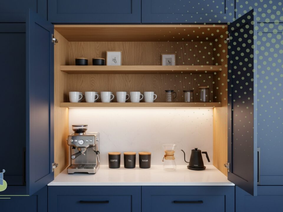 Estación café oculta gabinete
